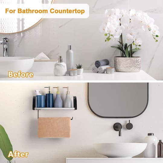 NEX™ 15" Wall Mounted Paper Towel Holder with Wood Shelf